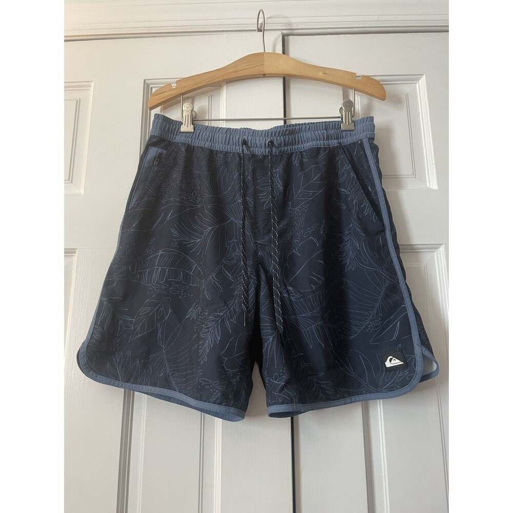 Quiksilver Men's Bayou Volley Swim Shorts Medium Blue Tropical Floral Board